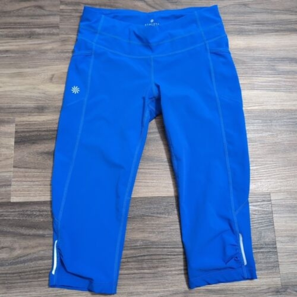 Athleta Womens Be Free Knicker Running Capri Pants Leggings Blue Sz XS Gym Yoga